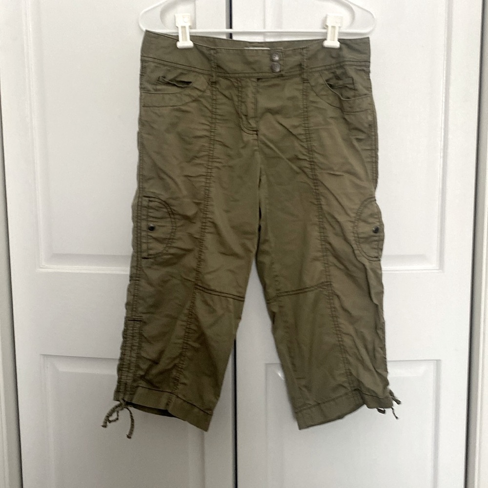 Ann Taylor Loft Marissa Shirred Cargo pants Olive Size 4